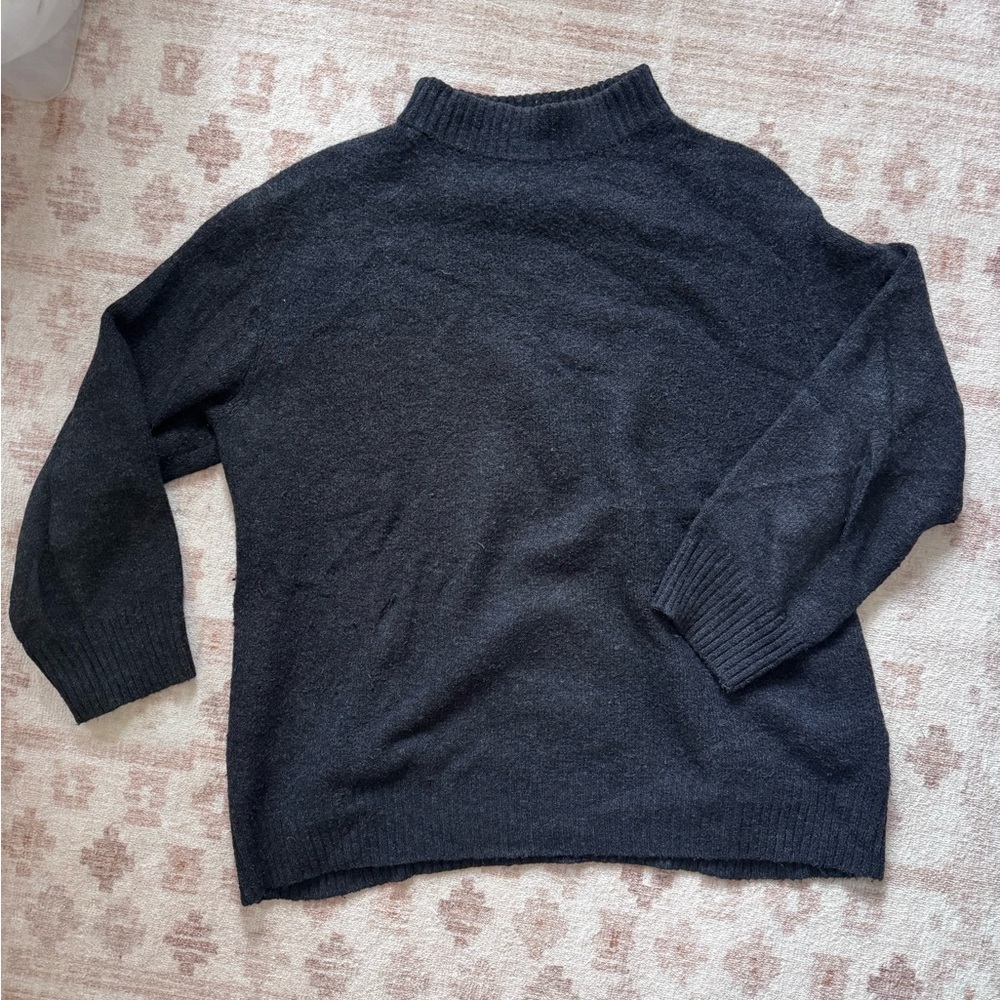 Jenni Kayne Black Heather Mockneck Tunic Sweater - Size Large